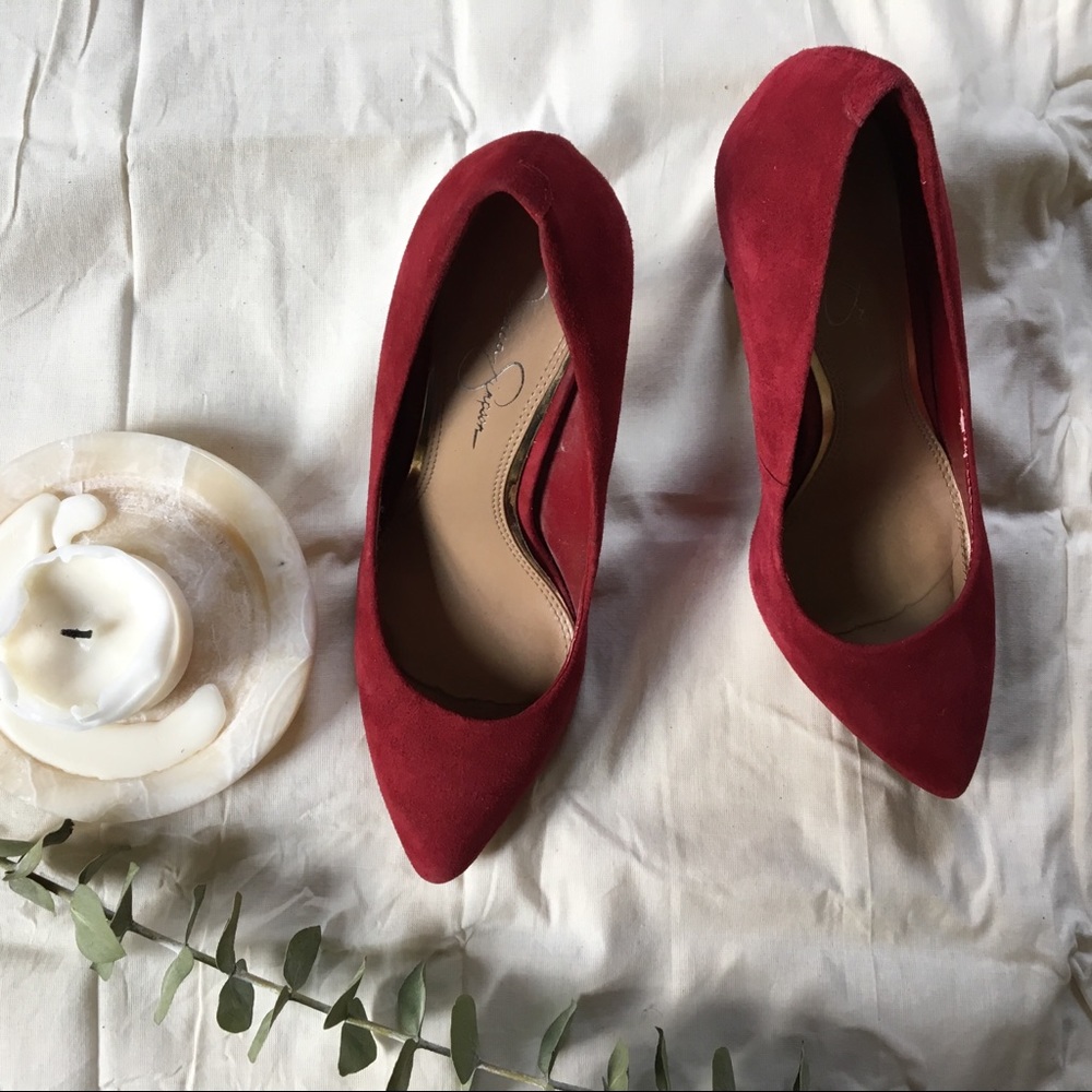 Jessica Simpson Red Faux Suede Levin Pumps